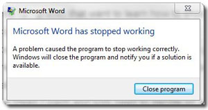 Word error message