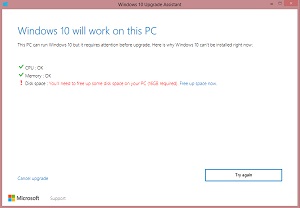 windows 10 creators update not enough disk space